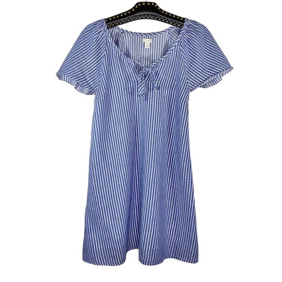 Hinge Stripe Lurex Metallic Blue Shift Dress Small - Picture 9 of 9